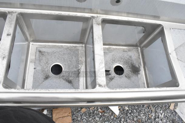 BRAND NEW SCRATCH AND DENT! Regency 600S41818218 Stainless Steel 4 Bay Sink w/ Dual Drain Boards. No Legs. - Image 8 of 11