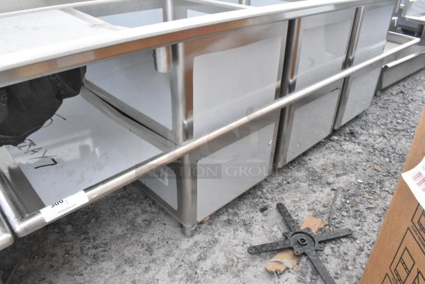BRAND NEW SCRATCH AND DENT! Regency 600S32030220 104" 16 Gauge Stainless Steel Three Compartment Commercial Sink with  2 Drainboards - 20" x 30" x 14" Bowls. No Legs. - Image 2 of 6