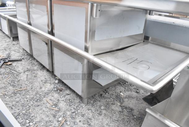 BRAND NEW SCRATCH AND DENT! Regency 600S32030220 104" 16 Gauge Stainless Steel Three Compartment Commercial Sink with  2 Drainboards - 20" x 30" x 14" Bowls. No Legs. - Image 3 of 6