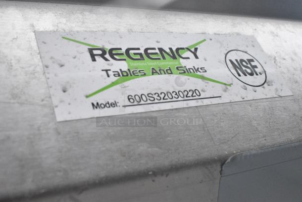 BRAND NEW SCRATCH AND DENT! Regency 600S32030220 104" 16 Gauge Stainless Steel Three Compartment Commercial Sink with  2 Drainboards - 20" x 30" x 14" Bowls. No Legs. - Image 6 of 6