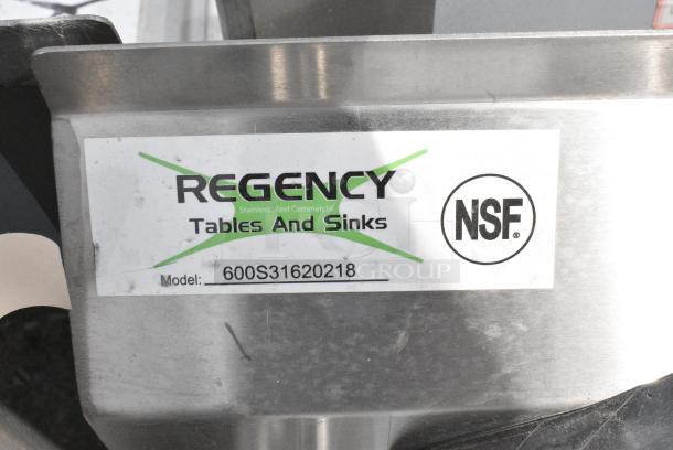 BRAND NEW SCRATCH AND DENT! Regency 600S31620218 88" 16 Gauge Stainless Steel Three Compartment Commercial Sink with Galvanized Steel Legs and 2 Drainboards - 16" x 20" x 12" Bowls. No Legs. - Image 5 of 5