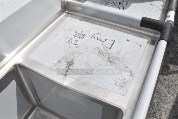BRAND NEW SCRATCH AND DENT! Regency 600S11818218 54" 16 Gauge Stainless Steel One Compartment Commercial Sink with Galvanized Steel Legs and 2 Drainboards - 18" x 18" x 14" Bowl. No Legs. - Image 5 of 8