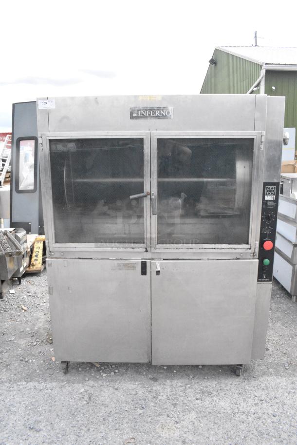Hardt Inferno 43 Stainless Steel Commercial Natural Gas Powered Rotisserie Oven on Commercial Casters. - Image 1 of 11