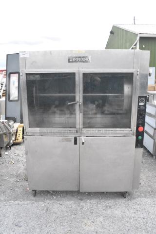 Hardt Inferno 43 Stainless Steel Commercial Natural Gas Powered Rotisserie Oven on Commercial Casters.