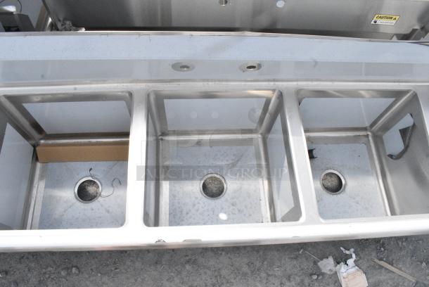 BRAND NEW SCRATCH AND DENT! Regency 600S31818224 Stainless Steel 3 Bay Sink w/ Dual Drain Boards. No Legs. - Image 3 of 7