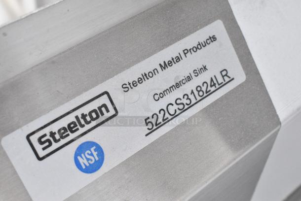 BRAND NEW SCRATCH AND DENT! Steelton 522CS31824LR 90" 18-Gauge Stainless Steel Three Compartment Commercial Sink with 2 Drainboards - 18" x 24" x 12" Bowls. No Legs. - Image 5 of 5