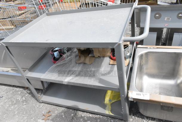BRAND NEW SCRATCH AND DENT! Gray Metal 3 Tier Cart. - Image 1 of 5