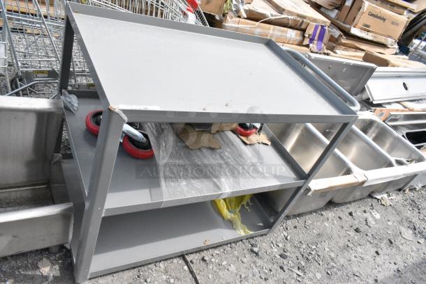 BRAND NEW SCRATCH AND DENT! Gray Metal 3 Tier Cart. - Image 2 of 5