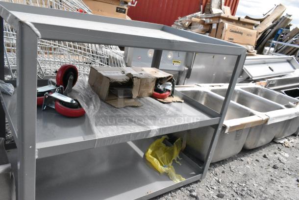 BRAND NEW SCRATCH AND DENT! Gray Metal 3 Tier Cart. - Image 3 of 5