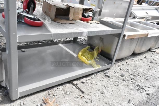 BRAND NEW SCRATCH AND DENT! Gray Metal 3 Tier Cart. - Image 4 of 5