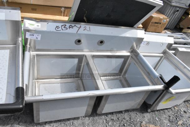 BRAND NEW SCRATCH AND DENT! Regency 600S21717 Regency 41" 16-Gauge Stainless Steel Two Compartment Commercial Sink without Drainboards - 17" x 17" x 12" Bowls. No Legs. - Image 2 of 5