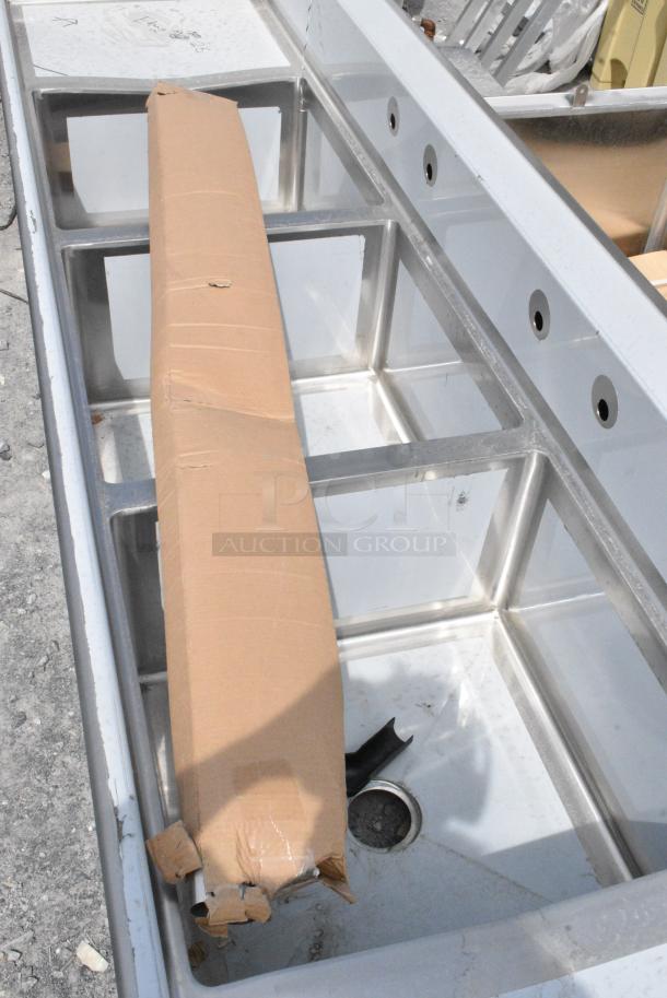 BRAND NEW SCRATCH AND DENT! Regency Stainless Steel 3 Bay Sink w/ Dual Drain Boards. - Image 3 of 10