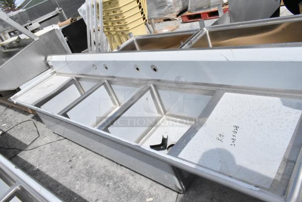 BRAND NEW SCRATCH AND DENT! Regency Stainless Steel 3 Bay Sink w/ Dual Drain Boards. - Image 4 of 10