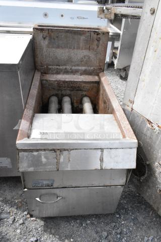 Pitco Frialator 12 Stainless Steel Commercial Countertop Natural Gas Powered Deep Fat Fryer.
