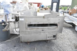 Middleby Marshall Stainless Steel Commercial Floor Style Conveyor Pizza Oven on Commercial Casters.