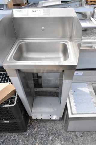 BRAND NEW SCRATCH AND DENT! Regency 600HS17FTPSP 17" x 15" Hands-Free Hand Sink with Pedestal Base and Side Splashes