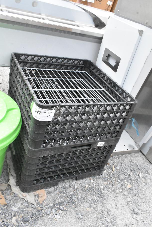 BRAND NEW SCRATCH AND DENT! Lot of 2 Vollrath PM3008-4 Traex® Plate Crate Black 30 Compartment Plate Rack - Holds 8" to 8 3/8" Plates - Image 1 of 4