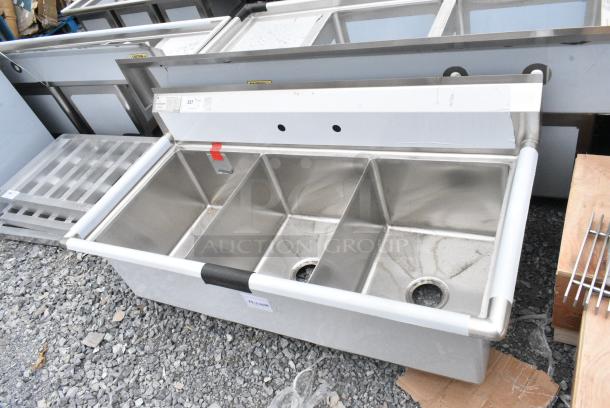 BRAND NEW SCRATCH AND DENT! Advance Tabco FE-3-1620 Three Compartment Stainless Steel Commercial Sink. No Legs. - Image 2 of 6