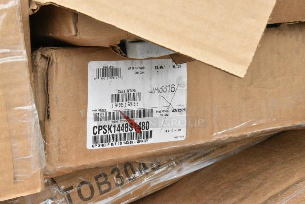 18 BRAND NEW SCRATCH AND DENT! Items Including Cambro CPPK1484480 Camshelving® Premium Stationary Post Kit 14" x 84", 600TSB2460S Regency 24" x 60" 16-Gauge Stainless Steel Commercial Work Table with 4" Backsplash and Undershelf, Metro XTR2460XE Metromax iQ Drying Rack for Cutting Boards, Pans, and Trays 24" x 60" x 6", 522ETOB3048 Steelton 30" x 48" 18-Gauge 430 Stainless Steel Open Base Work Table, 522TUS2460 Steelton Adjustable Galvanized Steel Undershelf for 24" x 60" Work Tables. 18 Times Your Bid! May Be Missing Pieces - Image 8 of 16