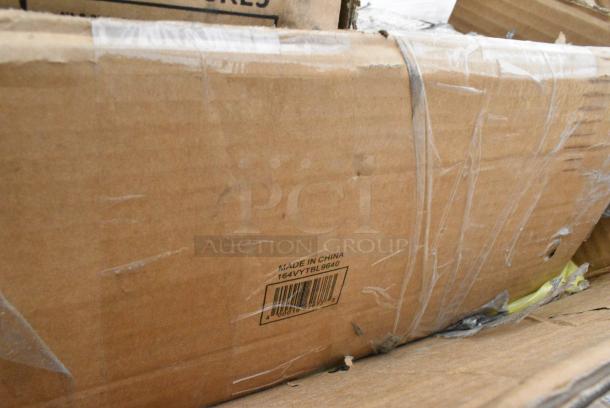 17 BRAND NEW SCRATCH AND DENT! Items Including 600WS1296HD Regency 16 Gauge Stainless Steel 12" x 96" Heavy Duty Solid Wall Shelf, 164VYBENCH84 Lancaster Table & Seating Vineyard Series 7' Barrel Brown Outdoor Folding Bench 12" x 84", 465B184BKE5 Shelving Unit, 164VYTBL9640 Lancaster Table & Seating Vineyard Series 8' Barrel Brown Outdoor Folding Table, 600B31014213 Regency 3 Bowl Underbar Sink with Two Drainboards - 60" x 18 3/4", 600PS1548 Regency 15" x 48" Stainless Steel Wall Mounted Pot Rack with Shelf and 18 Galvanized Hooks, 1643672TFMPL Lancaster Table & Seating 36" x 72" Rectangular Thermo-Formed MDF Table Top with Maple Finish. 17 Times Your Bid! May Be Missing Pieces - Image 8 of 13