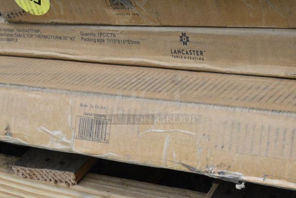 17 BRAND NEW SCRATCH AND DENT! Items Including 600WS1296HD Regency 16 Gauge Stainless Steel 12" x 96" Heavy Duty Solid Wall Shelf, 164VYBENCH84 Lancaster Table & Seating Vineyard Series 7' Barrel Brown Outdoor Folding Bench 12" x 84", 465B184BKE5 Shelving Unit, 164VYTBL9640 Lancaster Table & Seating Vineyard Series 8' Barrel Brown Outdoor Folding Table, 600B31014213 Regency 3 Bowl Underbar Sink with Two Drainboards - 60" x 18 3/4", 600PS1548 Regency 15" x 48" Stainless Steel Wall Mounted Pot Rack with Shelf and 18 Galvanized Hooks, 1643672TFMPL Lancaster Table & Seating 36" x 72" Rectangular Thermo-Formed MDF Table Top with Maple Finish. 17 Times Your Bid! May Be Missing Pieces - Image 13 of 13
