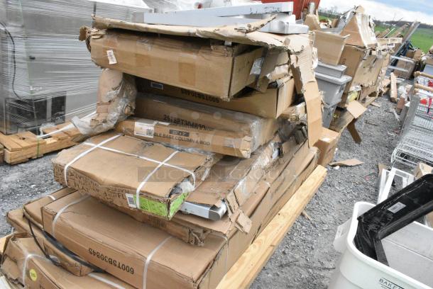 16 BRAND NEW SCRATCH AND DENT! Items Including 522ETSG2448 Steelton 24" x 48" 18 Gauge 430 Stainless Steel Work Table with Undershelf, 600T3072G Regency 30" x 72" 18-Gauge 304 Stainless Steel Commercial Work Table with Galvanized Legs and Undershelf, 600TSB3084S Regency 30" x 84" 16-Gauge Stainless Steel Commercial Work Table with 4" Backsplash and Undershelf, 600TSB3096S Regency 30" x 96" 16-Gauge Stainless Steel Commercial Work Table with 4" Backsplash and Undershelf, 164DA3636BKD Lancaster Table & Seating Alloy Series 36" x 36" Distressed Onyx Black Standard Height Outdoor Table, 257SPT244820 Lavex 24" x 48" Blue Steel Platform Truck - 2000 lb. Capacity, 164TCOLROD25 Lancaster Table & Seating 25 3/16" Standard Height Table Base Column and Rod. 16 Times Your Bid! May Be Missing Pieces. - Image 1 of 13