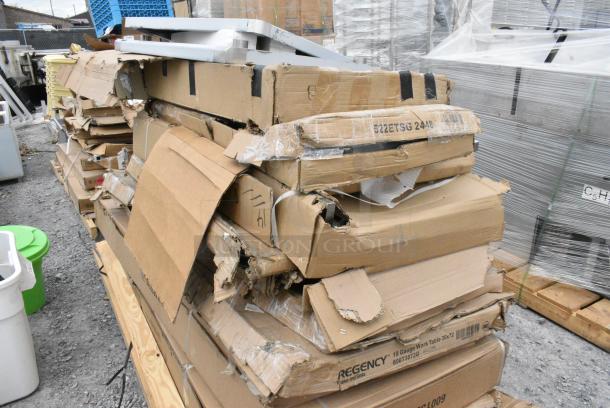 16 BRAND NEW SCRATCH AND DENT! Items Including 522ETSG2448 Steelton 24" x 48" 18 Gauge 430 Stainless Steel Work Table with Undershelf, 600T3072G Regency 30" x 72" 18-Gauge 304 Stainless Steel Commercial Work Table with Galvanized Legs and Undershelf, 600TSB3084S Regency 30" x 84" 16-Gauge Stainless Steel Commercial Work Table with 4" Backsplash and Undershelf, 600TSB3096S Regency 30" x 96" 16-Gauge Stainless Steel Commercial Work Table with 4" Backsplash and Undershelf, 164DA3636BKD Lancaster Table & Seating Alloy Series 36" x 36" Distressed Onyx Black Standard Height Outdoor Table, 257SPT244820 Lavex 24" x 48" Blue Steel Platform Truck - 2000 lb. Capacity, 164TCOLROD25 Lancaster Table & Seating 25 3/16" Standard Height Table Base Column and Rod. 16 Times Your Bid! May Be Missing Pieces. - Image 2 of 13