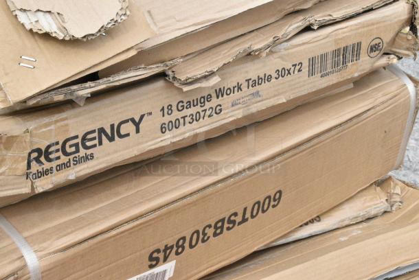 16 BRAND NEW SCRATCH AND DENT! Items Including 522ETSG2448 Steelton 24" x 48" 18 Gauge 430 Stainless Steel Work Table with Undershelf, 600T3072G Regency 30" x 72" 18-Gauge 304 Stainless Steel Commercial Work Table with Galvanized Legs and Undershelf, 600TSB3084S Regency 30" x 84" 16-Gauge Stainless Steel Commercial Work Table with 4" Backsplash and Undershelf, 600TSB3096S Regency 30" x 96" 16-Gauge Stainless Steel Commercial Work Table with 4" Backsplash and Undershelf, 164DA3636BKD Lancaster Table & Seating Alloy Series 36" x 36" Distressed Onyx Black Standard Height Outdoor Table, 257SPT244820 Lavex 24" x 48" Blue Steel Platform Truck - 2000 lb. Capacity, 164TCOLROD25 Lancaster Table & Seating 25 3/16" Standard Height Table Base Column and Rod. 16 Times Your Bid! May Be Missing Pieces. - Image 4 of 13