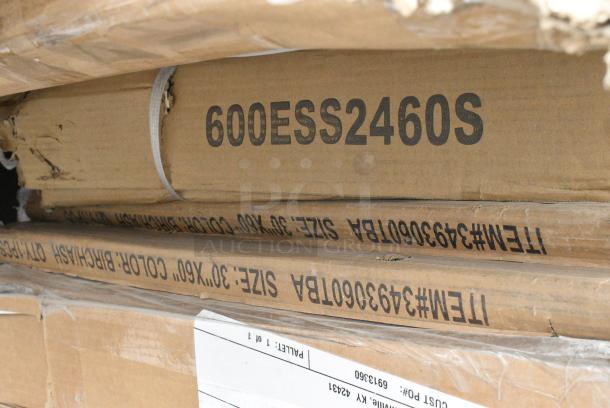 18 BRAND NEW SCRATCH AND DENT! Items Including 600PTR1212KD Regency 12 Shelf End Load Platter Rack for 12" Trays - Unassembled, 522ETSG3072 Steelton 30" x 72" 18 Gauge 430 Stainless Steel Work Table with Undershelf and 2" Rear Upturn, 3493060TBA ,Lancaster Table & Seating 30" x 60" Rectangular Reversible White Birch / Ash Laminated Table Top, 2 384TBL72RDBF Lancaster Table & Seating 72" Round Heavy-Duty Granite White Plastic Bi-Folding Table, 600ESS2460S Regency Spec Line 24" x 60" 14-Gauge Stainless Steel Equipment Stand With Stainless Steel Undershelf, 164TCB3072D, 384YCZ1872 Lancaster Table & Seating 18" x 72" Granite White Heavy-Duty Blow Molded Plastic Folding Table. 18 Times Your Bid! May Be Missing Pieces. - Image 7 of 12