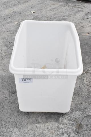 White Poly Ingredient Bin on Commercial Casters.