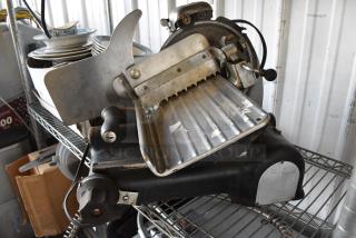 Metal Commercial Countertop Meat Slicer w/ Blade Sharpener. 115 Volts, 1 Phase. Tested and Does Not Power On