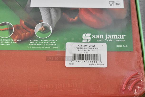 7 Various BRAND NEW Items Including CBG912GN San Jamar Saf-T-Grip® 12" x 9" x 3/8" Green Cutting Board with Hook, CBG912RD San Jamar Saf-T-Grip® 12" x 9" x 3/8" Red Cutting Board with Hook, CNG912YL San Jamar Saf-T-Grip® 12" x 9" x 3/8" Yellow Cutting Board with Hook, 160tcpr54bk Choice 54" Round Black Seamless 100% Spun Polyester Hemmed Cloth Table Cover, 654359016 Boska 9 7/8" x 6" Slate Serving Board, Skimmer, Sambonet Knives. 7 Times Your Bid! - Image 6 of 14