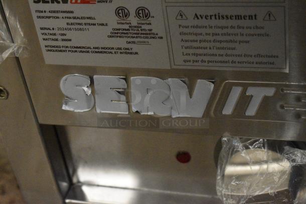 BRAND NEW SCRATCH AND DENT! 2024 ServIt 423EST4WS500 Stainless Steel Four Pan Sealed Well Electric Steam Table with Adjustable Undershelf. 120 Volts, 1 Phase. Cannot Test Due To Plug Style - Image 15 of 20