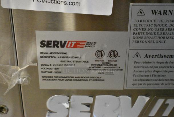 BRAND NEW SCRATCH AND DENT! 2024 ServIt 423EST4WS500 Stainless Steel Four Pan Sealed Well Electric Steam Table with Adjustable Undershelf. 120 Volts, 1 Phase. Cannot Test Due To Plug Style - Image 20 of 20