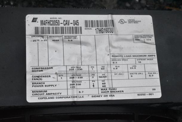 Copeland ASE32C3E-CAV-103 208-230 Volt, 1 Phase Compressor. - Image 5 of 5