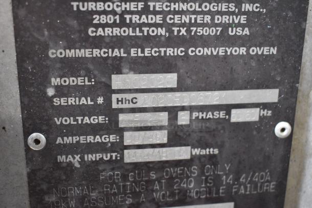 3 2017 Turbochef HhC2020 Stainless Steel Commercial Electric Powered Rapid Cook Conveyor Oven w/ Stand on Commercial Casters. 208/240 Volts, 3 Phase. 3 Times Your Bid! - Image 10 of 18