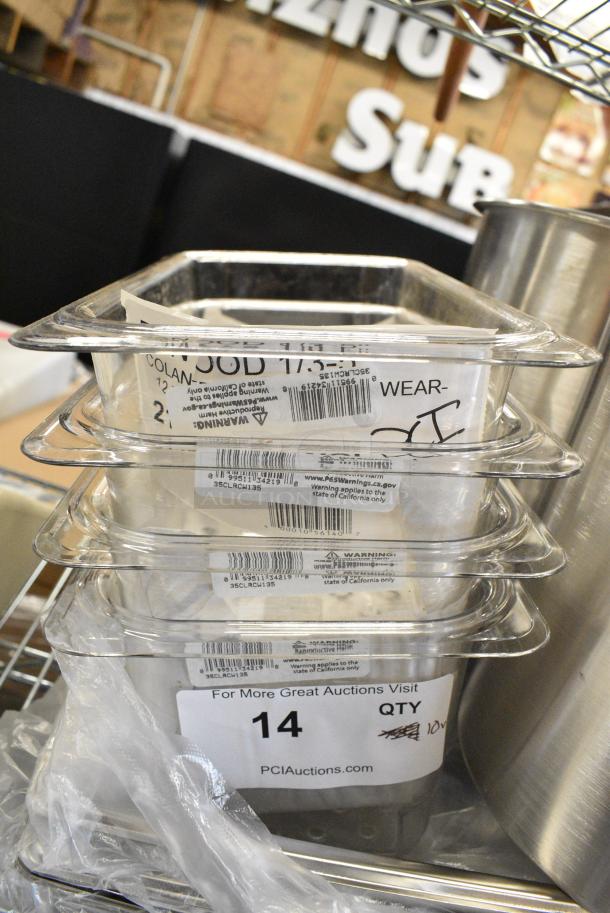 10 BRAND NEW SCRATCH AND DENT! Items Including 4 Cambro 35CLRCW135 Camwear® 1/3 Size Clear Polycarbonate Colander Pan - 5" Deep, Stainless Steel Cylindrical Drop In Bin. 10 Times Your Bid! - Image 2 of 5