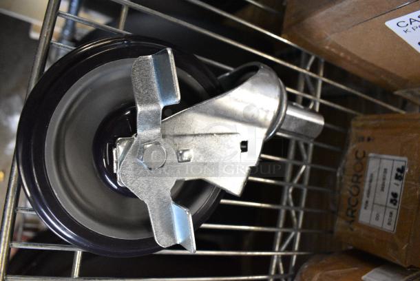 BRAND NEW SCRATCH AND DENT! Lot of 4 Regency 600CASTPRHD 5" Polyurethane Swivel Stem Caster With Brake for Sheet Pan Racks - Image 1 of 5