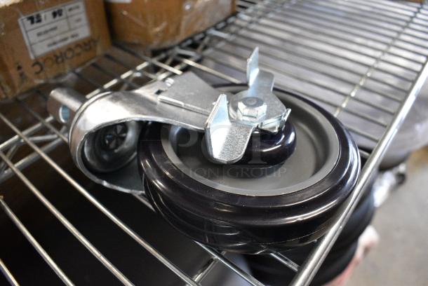 BRAND NEW SCRATCH AND DENT! Lot of 4 Regency 600CASTPRHD 5" Polyurethane Swivel Stem Caster With Brake for Sheet Pan Racks - Image 2 of 5
