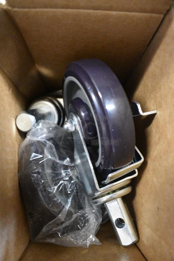 BRAND NEW SCRATCH AND DENT! Lot of 4 Regency 600CASTPRHD 5" Polyurethane Swivel Stem Caster With Brake for Sheet Pan Racks - Image 3 of 5