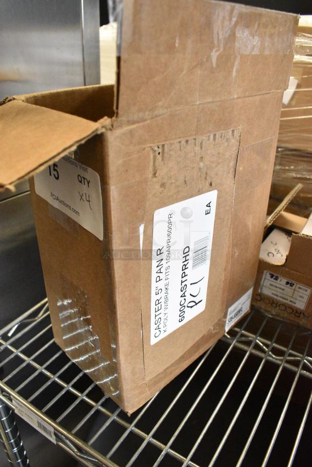 BRAND NEW SCRATCH AND DENT! Lot of 4 Regency 600CASTPRHD 5" Polyurethane Swivel Stem Caster With Brake for Sheet Pan Racks - Image 4 of 5