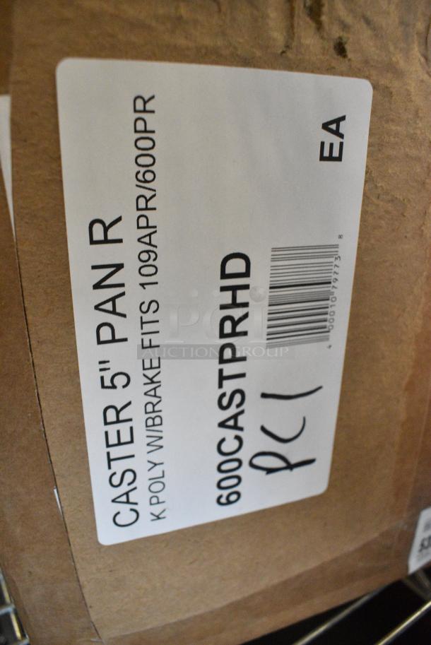 BRAND NEW SCRATCH AND DENT! Lot of 4 Regency 600CASTPRHD 5" Polyurethane Swivel Stem Caster With Brake for Sheet Pan Racks - Image 5 of 5