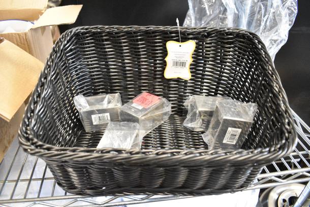 6 BRAND NEW SCRATCH AND DENT! Various Items Including 5 Ateco 4907 2 1/2" x 1 3/4" Stainless Steel Rectangle Mold and 1 GET WB-1510-BK Designer Polyweave Plastic Cascading Basket - Black 9 1/4" x 13". 6 Times Your Bid! - Image 1 of 7