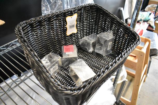 6 BRAND NEW SCRATCH AND DENT! Various Items Including 5 Ateco 4907 2 1/2" x 1 3/4" Stainless Steel Rectangle Mold and 1 GET WB-1510-BK Designer Polyweave Plastic Cascading Basket - Black 9 1/4" x 13". 6 Times Your Bid! - Image 2 of 7
