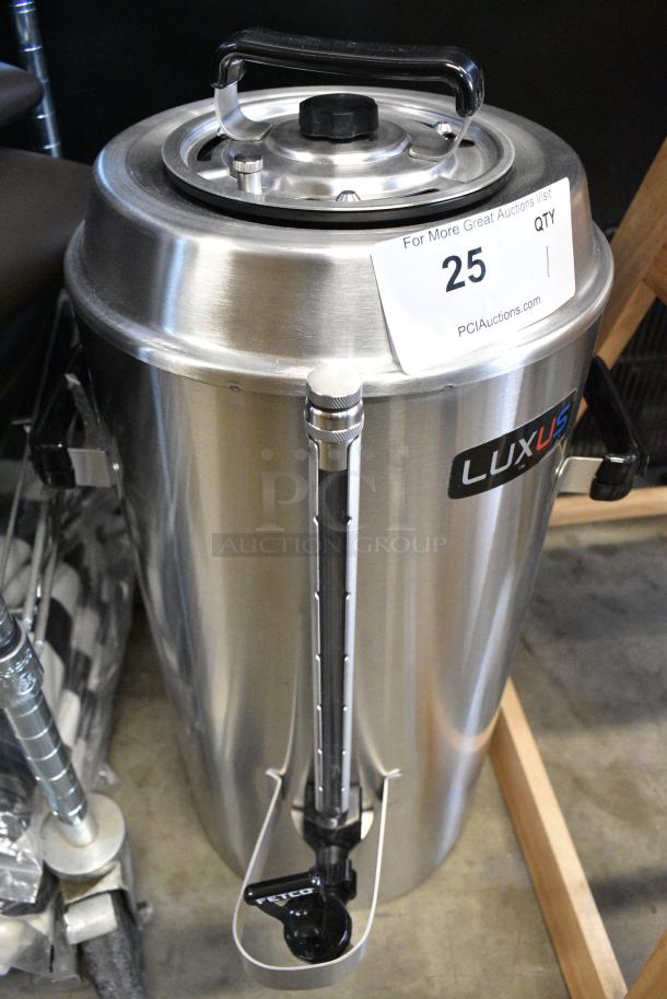BRAND NEW SCRATCH AND DENT! Fetco TPD-30 Luxus Stainless Steel 3 Gallon Coffee Dispenser - Image 1 of 7
