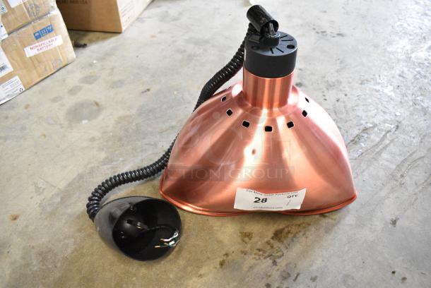 BRAND NEW SCRATCH AND DENT! Copper Colored Metal Warming Lamp. - Image 1 of 6