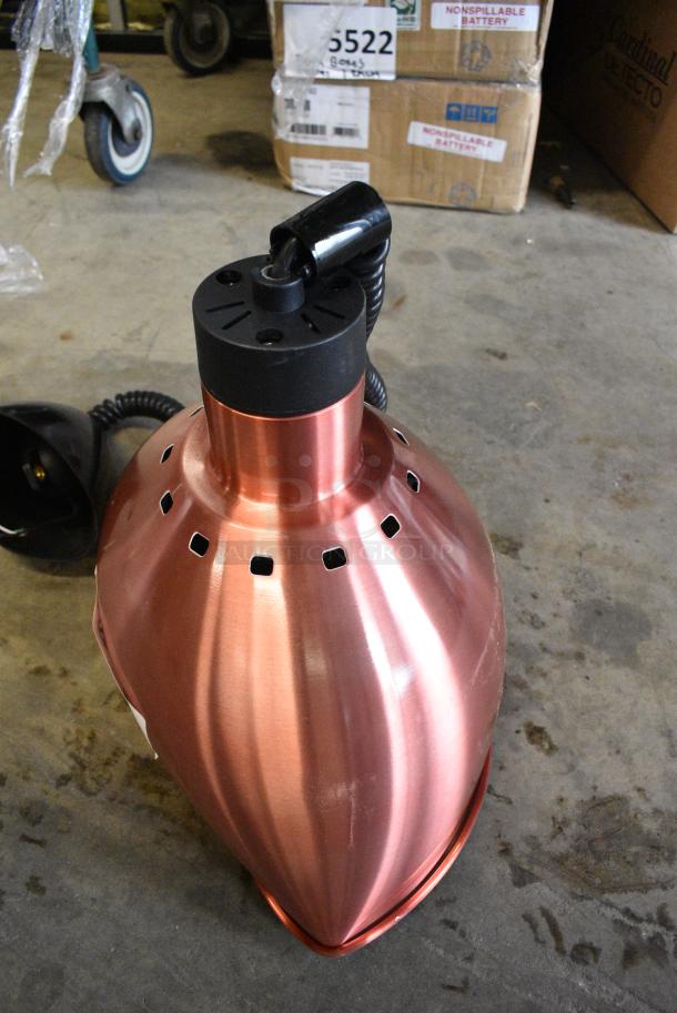 BRAND NEW SCRATCH AND DENT! Copper Colored Metal Warming Lamp. - Image 3 of 6