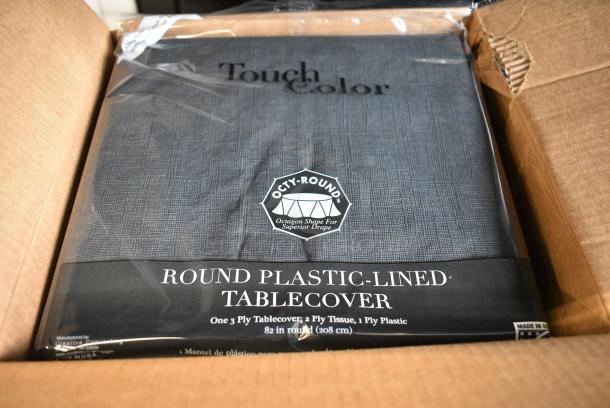 BRAND NEW SCRATCH AND DENT! Box of Creative Converting 923260 82" Black Velvet Tissue / Poly Table Cover - Image 1 of 5