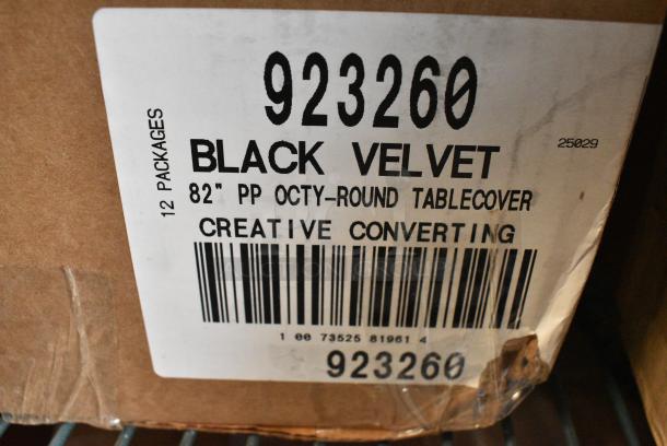 BRAND NEW SCRATCH AND DENT! Box of Creative Converting 923260 82" Black Velvet Tissue / Poly Table Cover - Image 5 of 5
