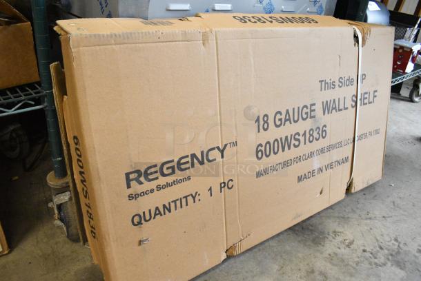 BRAND NEW SCRATCH AND DENT! Regency 600WS1836 18" x 36" 18 Gauge Stainless Steel Solid Wall Shelf - Image 3 of 6
